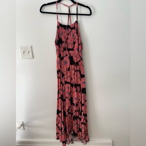 Free People Heatwave Pink Floral Maxi Dress with Smocked Bodice